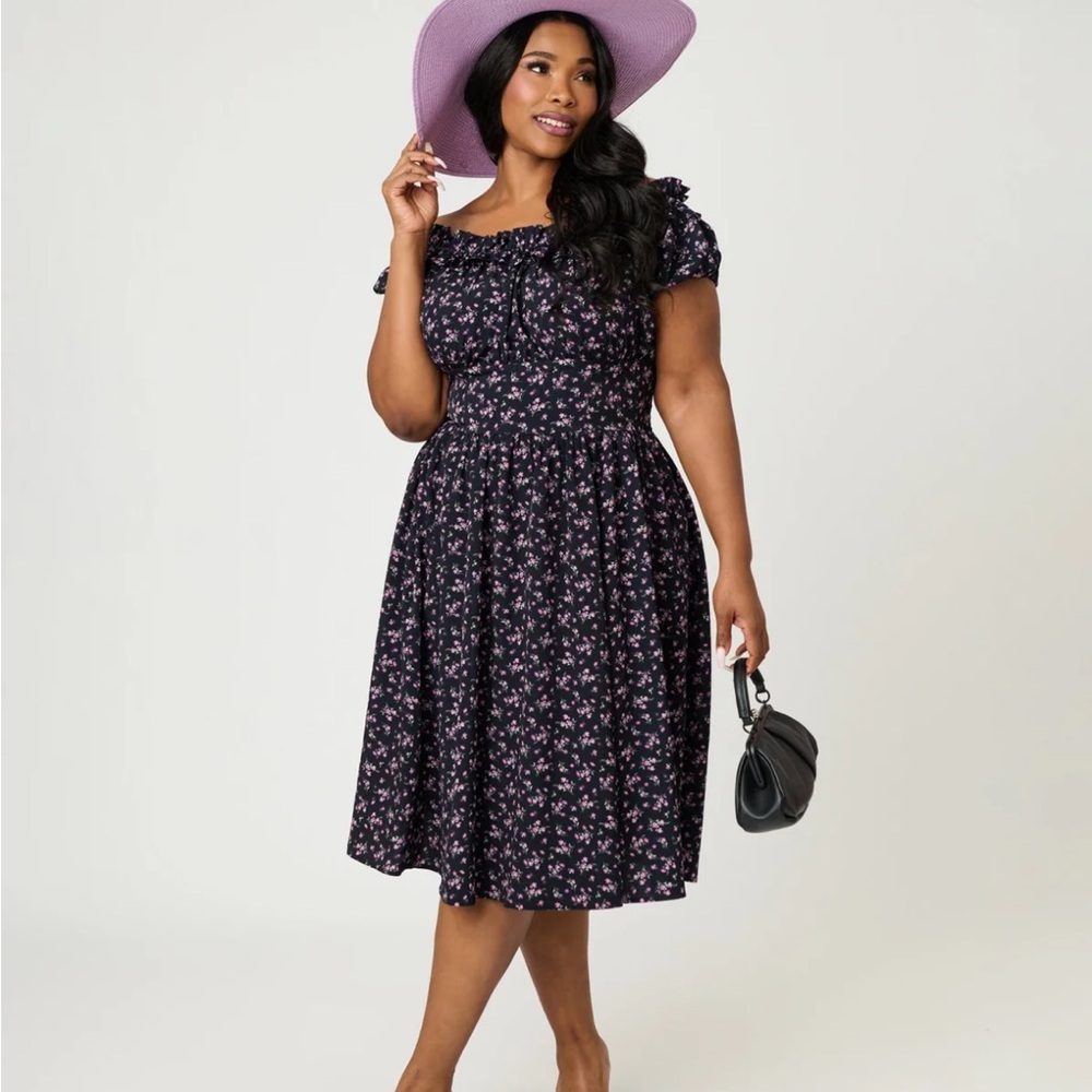 Unique Vintage black floral dress